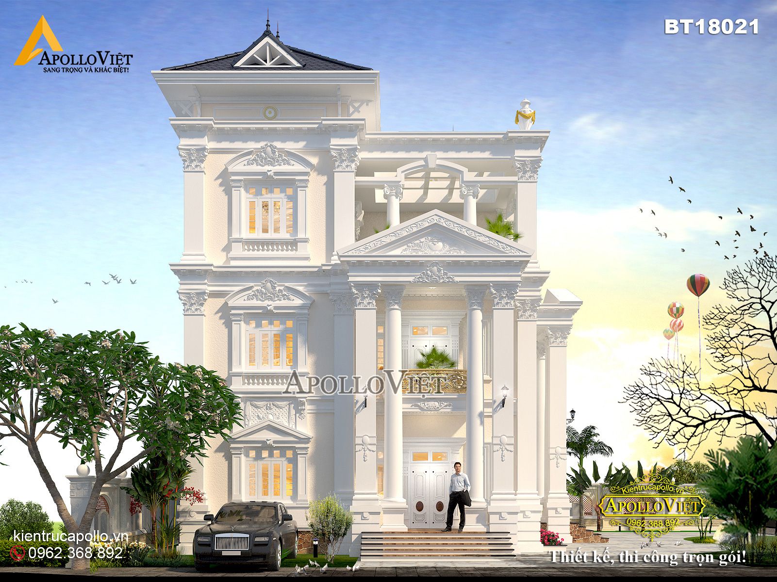 Mẫu thiết kế biệt thự 4 tầng cổ điển tại Thanh Xuân  Kiến Sang