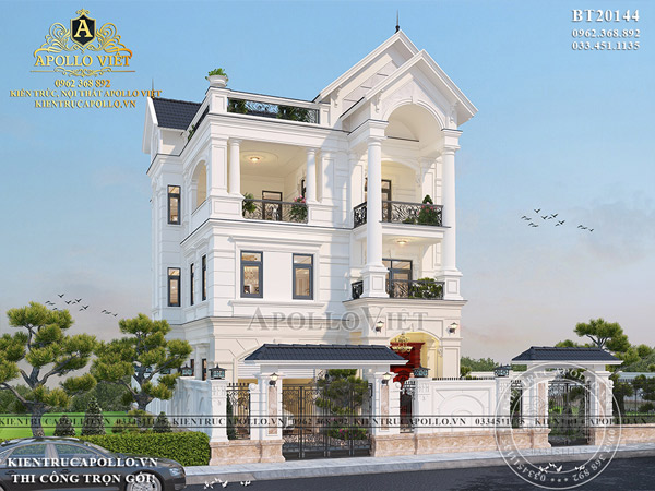 Chiêm ngưỡng mẫu thiết kế Biệt thự 3 tầng mái Thái BT20144
