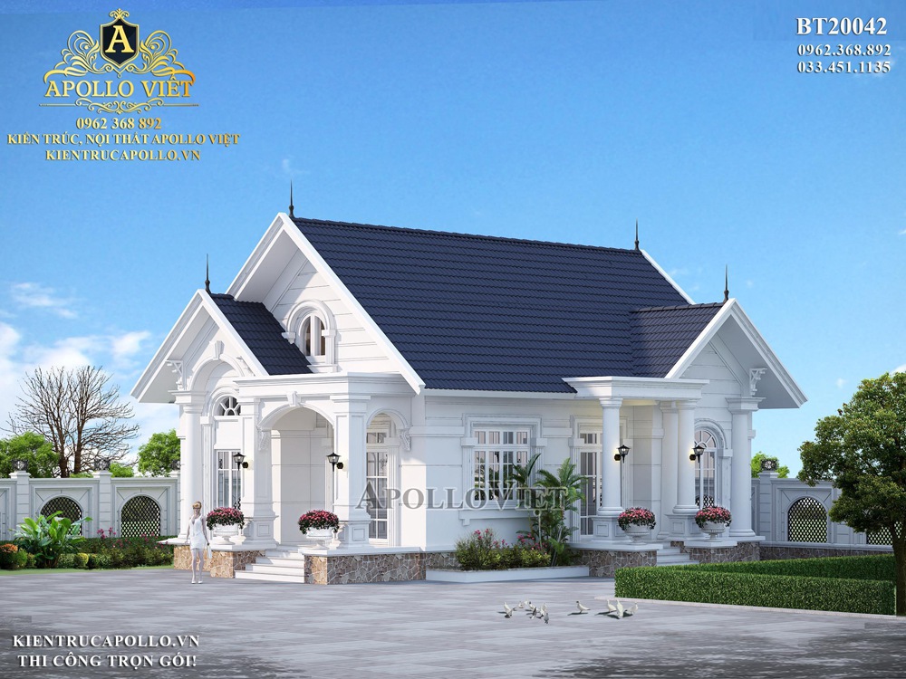 Thiết kế biệt thự 2 tầng đẹp mái thái 9x17 ở Bình Thuận M162