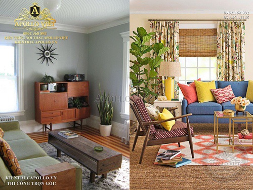 Thiết kế nội thất phòng khách Vintage: Với phong cách Vintage cổ điển, phòng khách của bạn sẽ trở nên độc đáo và sang trọng hơn bao giờ hết. Với sự kết hợp giữa những tông màu bắt mắt cùng những chi tiết lấy cảm hứng từ những thập niên trước, không gian sống của bạn sẽ thể hiện được phong cách và gu thẩm mỹ của riêng bạn.